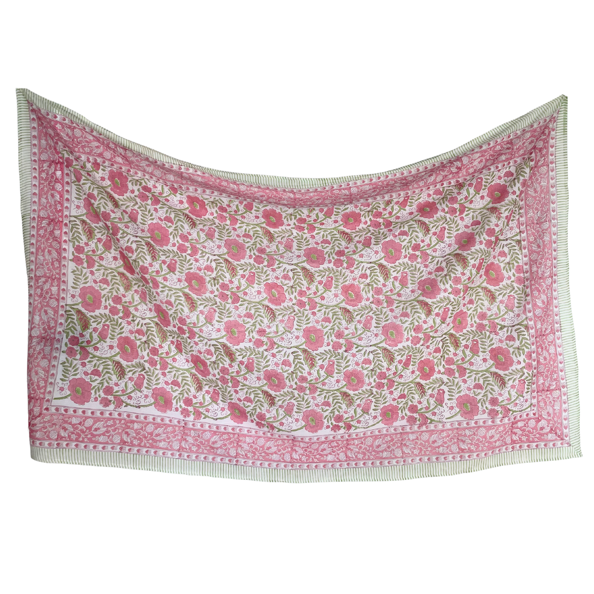 Sarong Rosa Blumen Muster – dünnes Strandtuch aus Baumwolle im Boho Stil