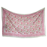 Sarong Rosa Blumen Muster – dünnes Strandtuch aus Baumwolle im Boho Stil