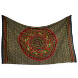 Sarong Ombre Mandala Grün Rot Orange – dünnes Strandtuch aus Viskose im Boho Stil