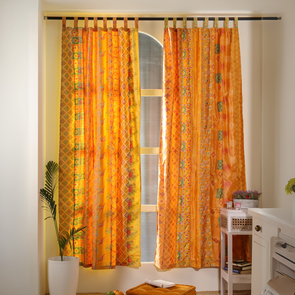 Sari Vorhang Gelb - 2-teilig Patchwork Gardinen