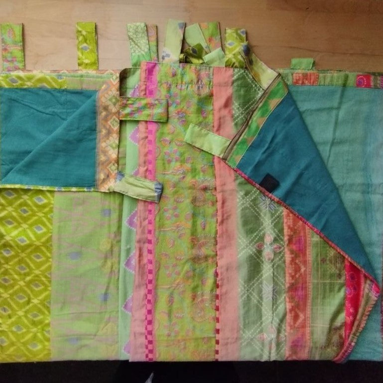 B- Ware Sari- Vorhang Grün 230 x 110 cm