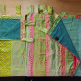 B- Ware Sari- Vorhang Grün 230 x 110 cm