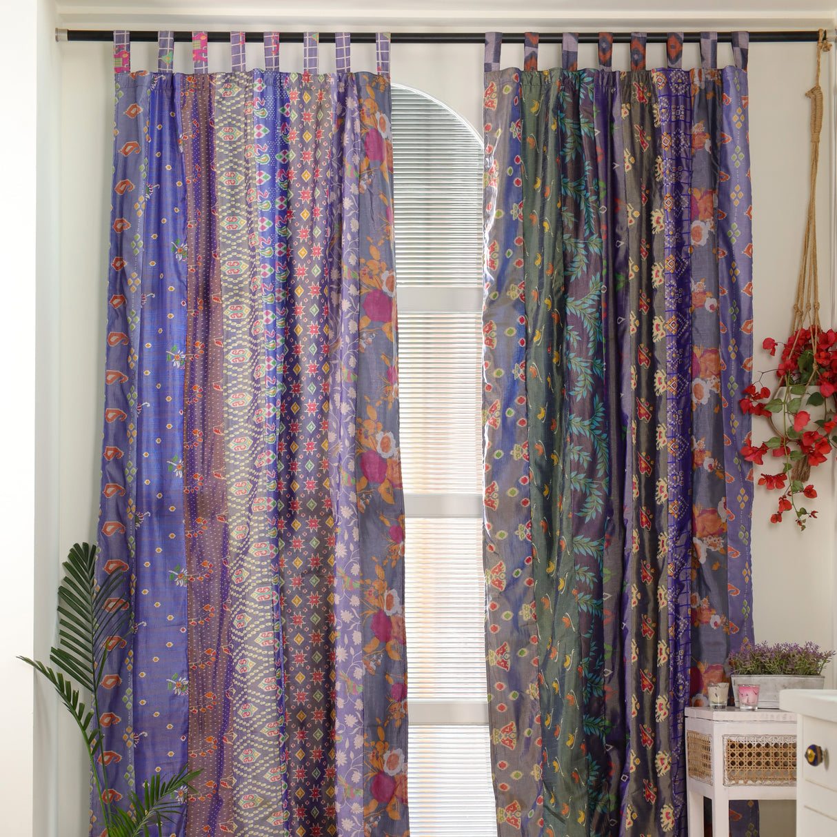 Sari Vorhang Blau - 2-teilig Patchwork Gardinen