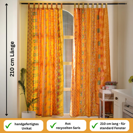 Sari Vorhang Gelb - 2-teilig Patchwork Gardinen
