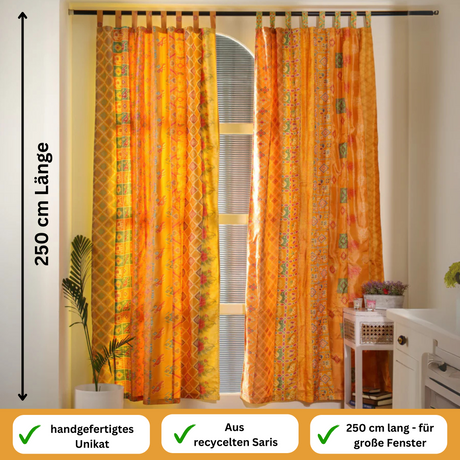 Sari Vorhang Gelb - 2-teilig Patchwork Gardinen