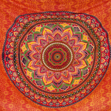 Sarong Ombre Mandala rot bunt – dünnes Strandtuch für unterwegs