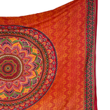 Sarong Ombre Mandala rot bunt – dünnes Strandtuch für unterwegs
