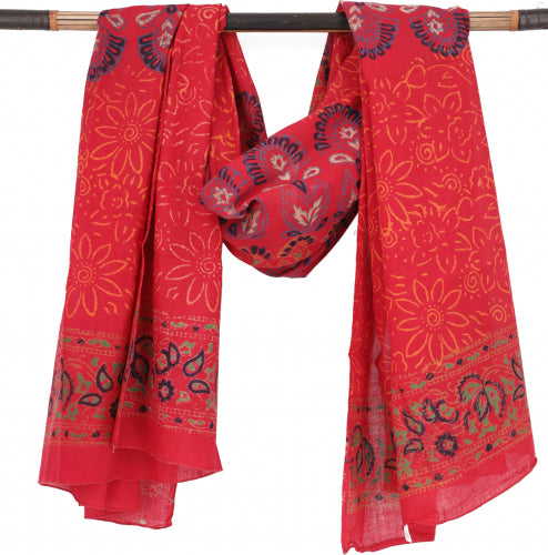 Sarong Pfauenfeder Mandala rot – leichtes Strandtuch für unterwegs