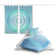 Produkt-Set Vorhang und Bettwäsche Ombre Mandala türkis