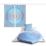 Produkt-Set Vorhang und Bettwäsche Ombre Mandala blau