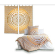 Produkt-Set Vorhang und Bettwäsche Ombre Mandala ocker braun