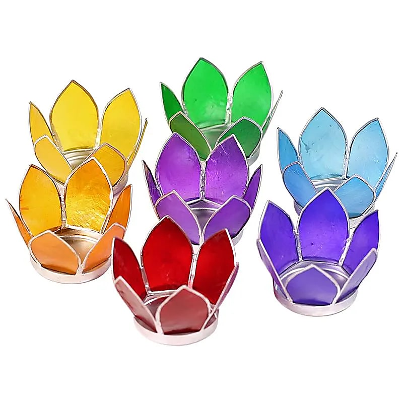 Set Lotus Teelichthalter 7 Chakren