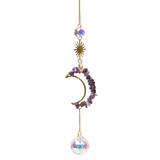 Sonnenfänger Amethyst Mondsichel 30 cm: zartes Regenbogenlicht für Abendruhe und Herzenswärme