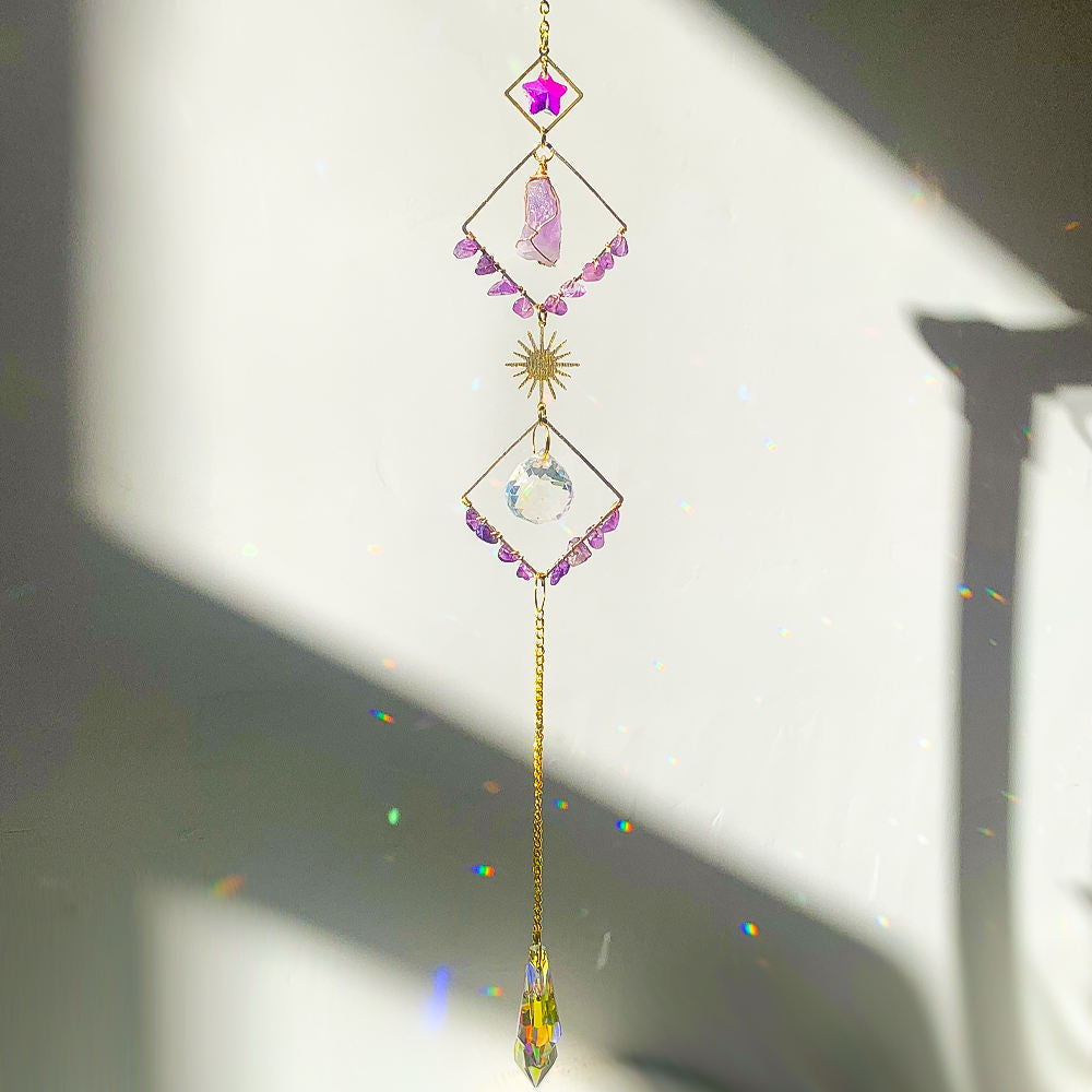 Sonnenfänger Edelstein Amethyst Geometrisch 27 cm