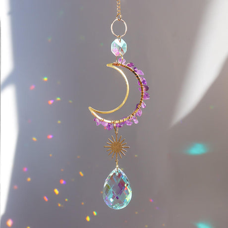 Sonnenfänger Edelstein Amethyst Mondsichel 18 cm