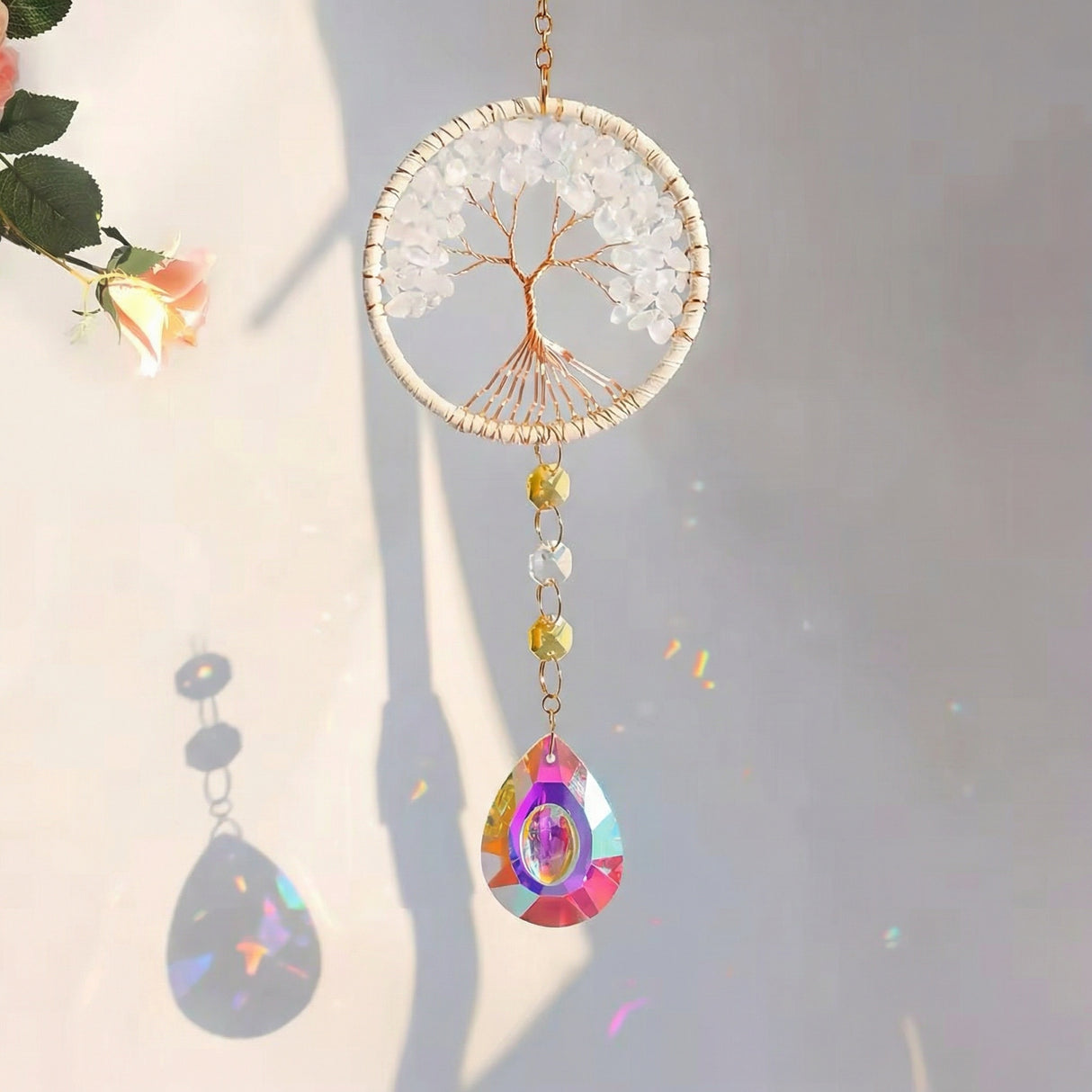 Sonnenfänger Edelstein Lebensbaum Bergkristall 39 cm