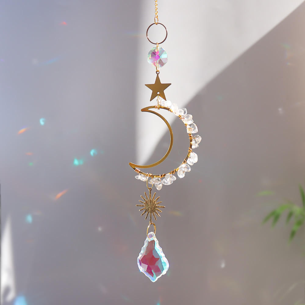 Sonnenfänger Edelstein Bergkristall Mondsichel 18 cm