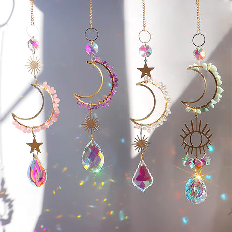 Sonnenfänger Edelstein Mondsichel 18 cm