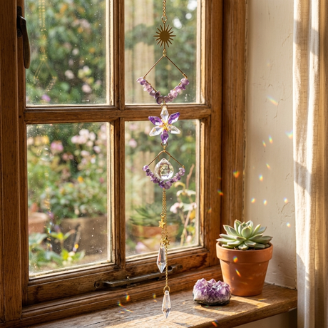 Sonnenfänger Geometrisch 30 cm mit Amethyst: für mehr Harmonie im Raum