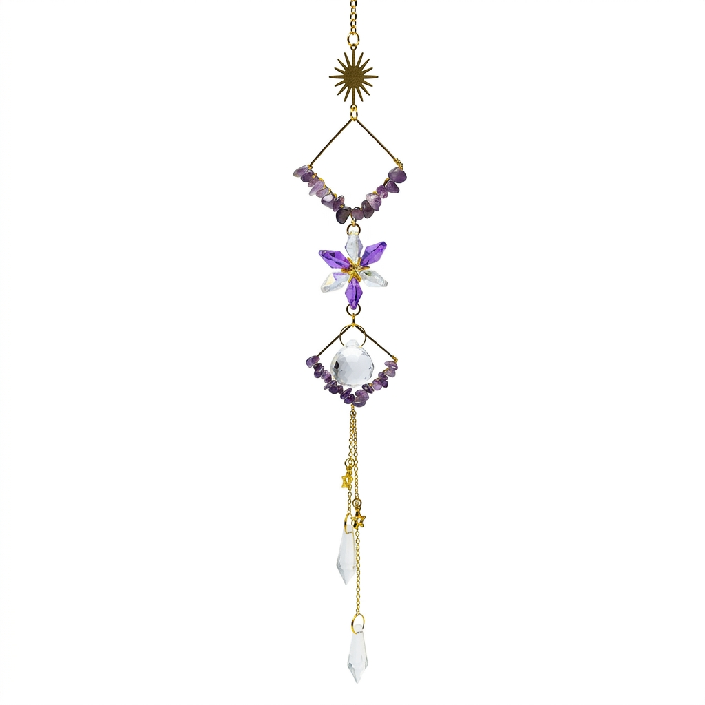 Sonnenfänger Geometrisch 30 cm mit Amethyst: für mehr Harmonie im Raum
