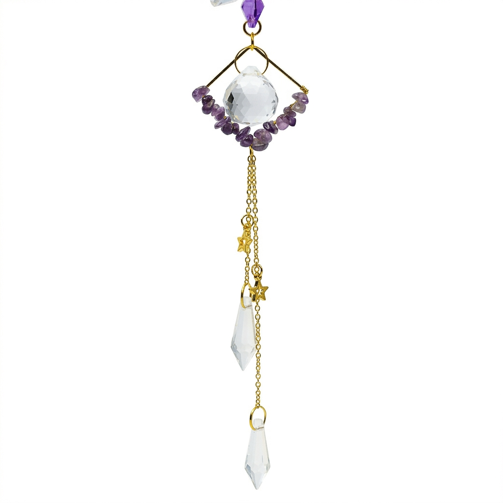 Sonnenfänger Geometrisch 30 cm mit Amethyst: für mehr Harmonie im Raum
