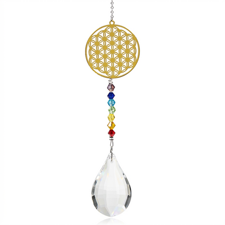 Sonnenfänger mit Chakrakette &amp; Blume des Lebens: Lichtspiel für deine Räume