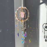 Sonnenfänger mit Rosenquarz im Traumfänger Stil 40 cm