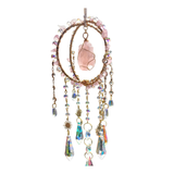 Sonnenfänger mit Rosenquarz im Traumfänger Stil 40 cm freigestellt