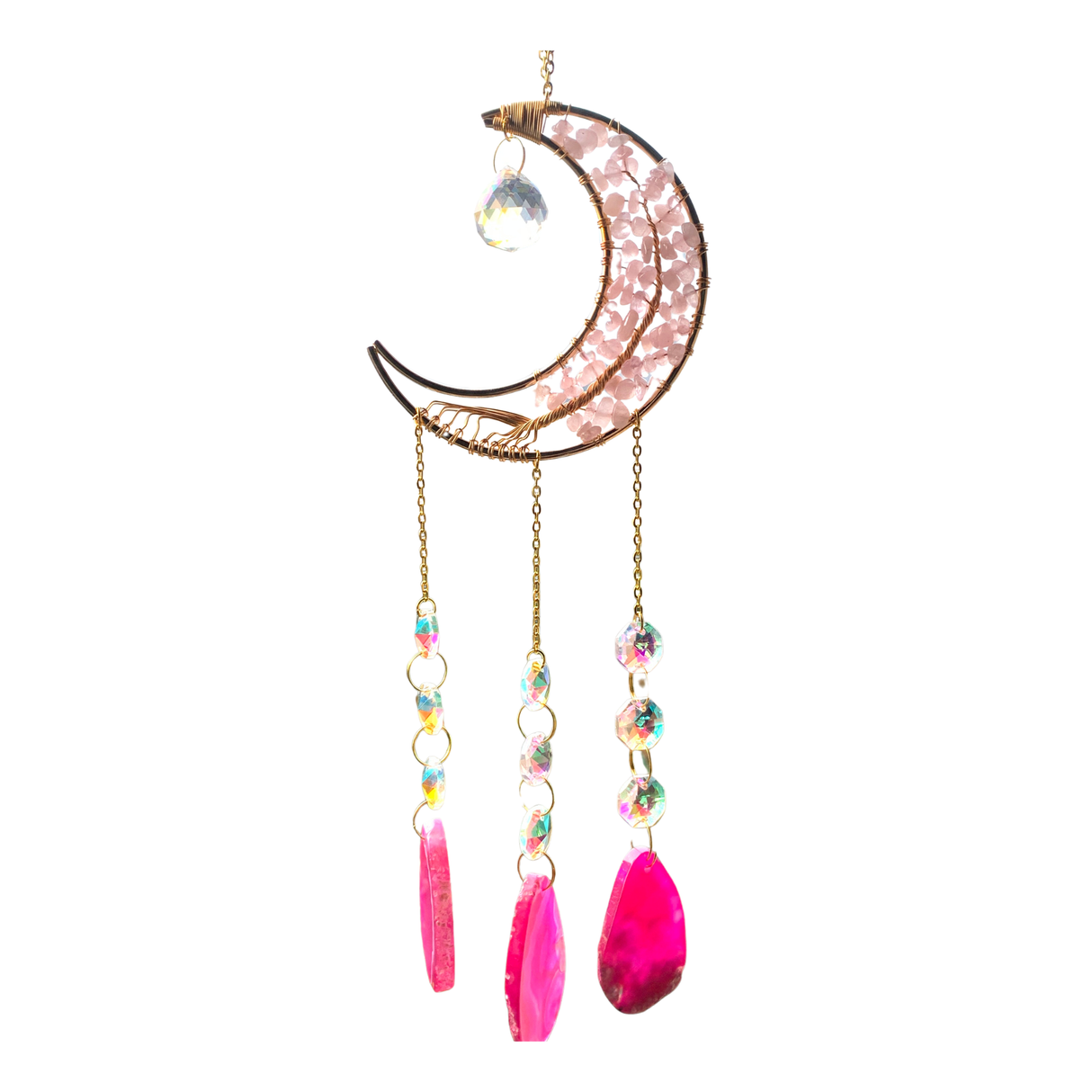 Sonnenfänger Rosenquarz Mond 27 cm