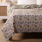 Steppdecke Blockdruck Luftballon Grau 270 x 240 cm