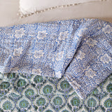 Steppdecke Blockdruck Mosaik Blau Grün 270 x 240 cm