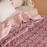 Steppdecke Blockdruck Mosaik Rosa 270 x 240 cm
