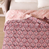 Steppdecke Blockdruck Mosaik Rosa 270 x 240 cm
