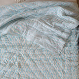 Steppdecke Blockdruck Mosaik Türkis 270 x 240 cm