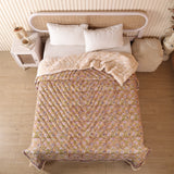Steppdecke Blockdruck Ranke Gelb 270 x 240 cm