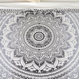 Tagesdecke Bettüberwurf 2x2m Mandala schwarz grau 100% Baumwolle, indisches Muster orientalisches Design