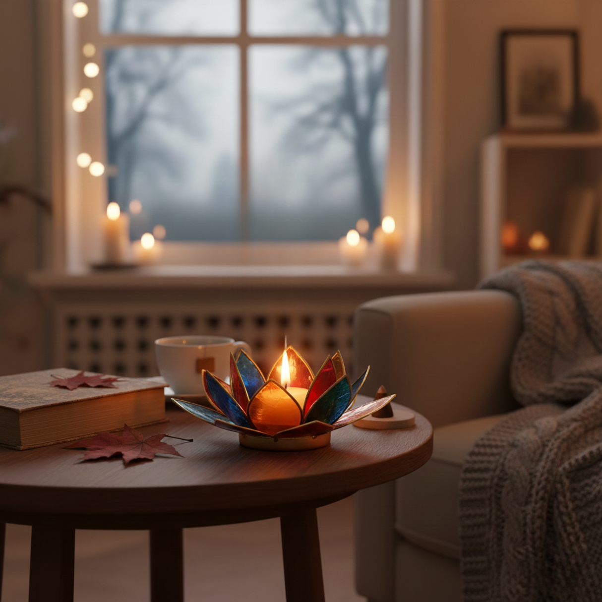 Teelichthalter Lotus 7 Chakren Gold