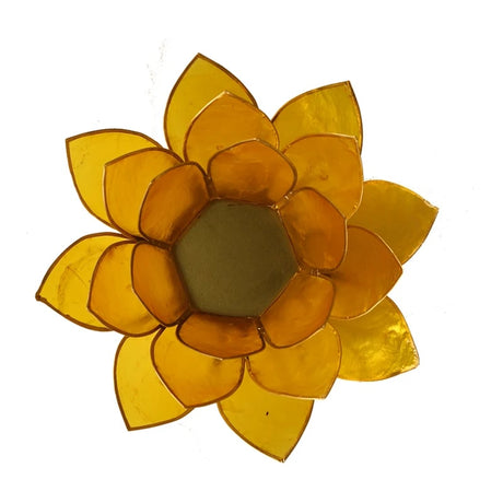 Teelichthalter Lotus gelb Gold aus Glas