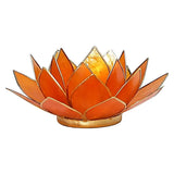 Teelichthalter Lotus orange gold aus Glas