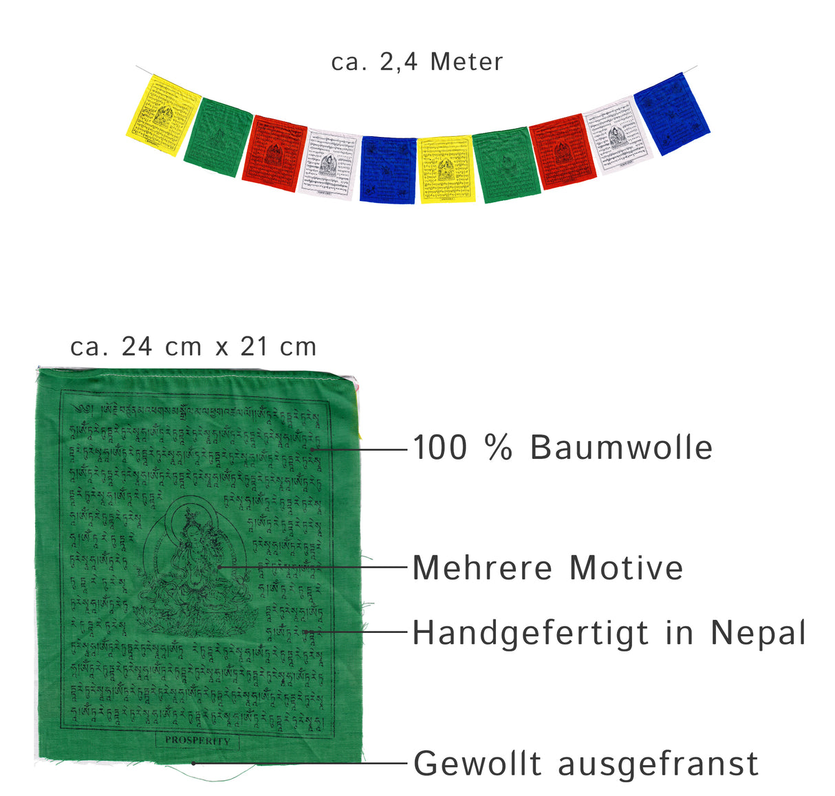 Tibetische Gebetsfahnen weiße Tara