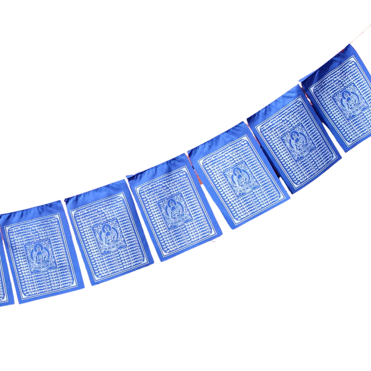 Tibetische Gebetsfahne mit Medizin Buddha in Blau