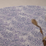 Runde Tischdecke Blockdruck Blume Weiß Blau