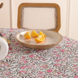 Runde Tischdecke Blockdruck Ranke Grün Rosa