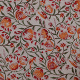 Runde Tischdecke Blockdruck Ranke Orange Grün