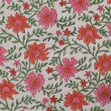 Runde Tischdecke Blockdruck Ranke Rosa Rot Grün