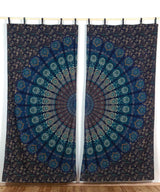 Vorhang Pfauenfeder Mandala blau türkis ca. 210x230 cm