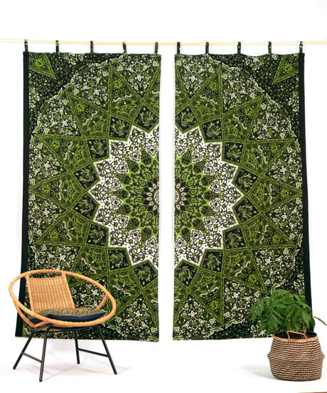 Loussiesd Boho Mandala Blickdichte Vorhänge Böhmischer Fenstervorhang Buntes Mandala Gedruckt Vorhänge Exotische Blumen Verdunkelungsvorhänge Raumdekor 137x117cm 2 Panel Set