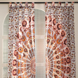 Vorhang Pfauenfeder Mandala in Weiß, Gelb und Braun - Indische Gardine mit floralem Muster