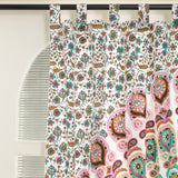 Vorhang mit Pfau Mandala in weiß, türkis und rosa - Indische Gardinen mit Blumen Muster