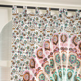 Vorhang mit Pfau Mandala in weiß, türkis und rosa - Indische Gardinen mit Blumen Muster